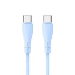 Cable USB COOL Silicona Universal Tipo C a Tipo C (1 metro) Celeste - 8434847074511