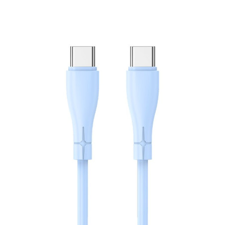 Cable USB COOL Silicona Universal Tipo C a Tipo C (1 metro) Celeste - 8434847074511