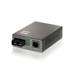 CONVERSOR FIBRA OPTICA LEVEL ONE 10/100TX A 100FX SC CON POE (20km) - FVT-0104TXFC