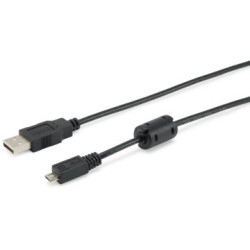 Equip Kabel USB-A 2.0 - micro B St/St 1.00m Ferrit schwarz Polybeutel - 128596
