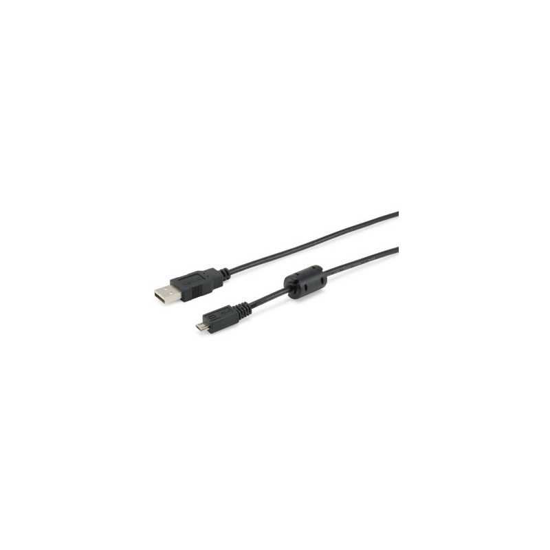 Equip Kabel USB-A 2.0 - micro B St/St 1.00m Ferrit schwarz Polybeutel - 128596