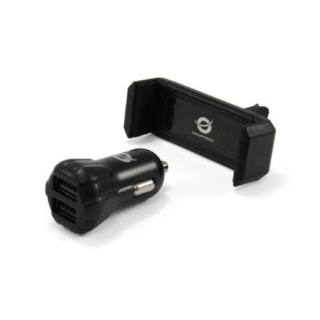 Kit Cargador coche Conceptronic Cusbcar2akit 12-24v + Soporte Airvent / 2XUsb / 5v 2a - CARGMV-082